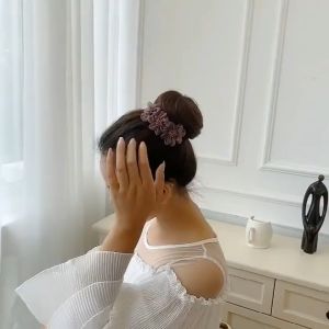 Dụng Cụ Búi Tóc Đính Hoa Vải Cho Nữ