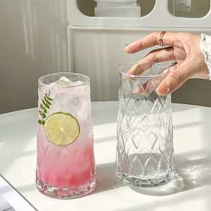 Wisell แก้วทรงสูงเหลี่มเพชร แก้วเนื้อใส แก้วนม กาแฟ หมาะกับเครื่องดื่มเย็น เรียบหรู 520ml Glass cup