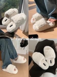 Korean Style Thick Bottom Slip-On Cotton Slippers Womens Indoor Outdoor Anti-Slip Fur Slippers Simple Pure Color Home Shoes
