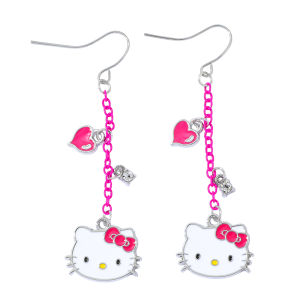 Sanrio | 1pair Sanrio Hello Kitty Drop Earrings for Women Temperament Sweet Metal Heart Earrings Fashion Girl Accessories Gifts