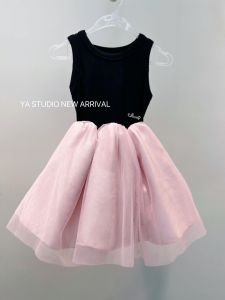 Black and Pink Contrast Girl Dress