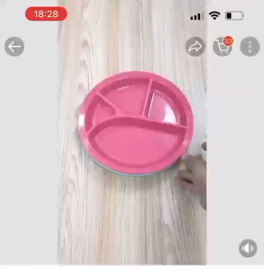 FU Plastic Reusable 4 Compartment Dinner Plate Party Canteen Children's Dinner Plate