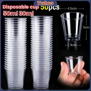 50Pcs Plastic Shot Cups Clear Wedding Party Drinking Cup Disposable Dessert Mousse Cups 30ml/50ml