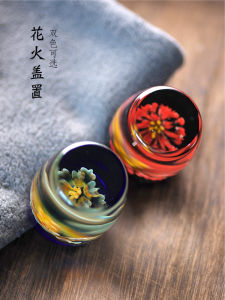 Handmade Chinese Style Glass Lacquerware Tea Pot Lid Display Stand Purple Clay Ceramic Tea Pot Lid Small Ornamental Tea Accessories