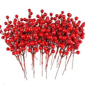 Christmas Artificial Berry Branches 14 Red Holly Berry Plants Fake Bouquet Wedding Party Christmas Tree Hanging Decoration