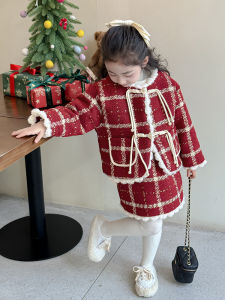 ชุดเด็กผู้หญิงฤดูใบไม้ร่วง/ฤดูหนาว ชุดเด็กผู้หญิงสีแดง เสื้อผ้าเด็ก เสื้อผ้าเด็กที่อบอุ่นและสวมใส่สบาย ชุดเด็กผู้หญิงสไตล์ฤดูใบไม้ร่วง/ฤดูหนาว