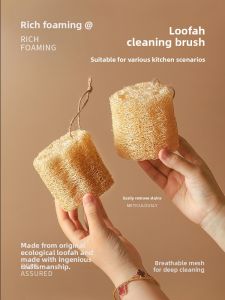 SHELI | Natural Loofah Dish Brush Non-Stick Oil Kitchen Use