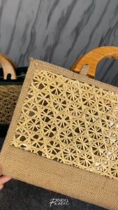 INDOPARCEL - Tas Hampers Lebaran Anyaman Goni Handle Kayu Kombinasi Anyaman Bambu Bungkus Kemasan Tas Kado Goodie Bag Hari Raya Idul Fitri Viral Terbaru