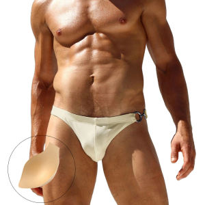 กางเกงว่ายน้ำชายทรงสามเหลี่ยมเอวต่ำแบบใหม่ กางเกงว่ายน้ำชายชายหาดสปาสไตล์โล่งๆ สไตล์ลำลอง สีสันสดใส