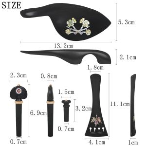 IRIN | 4PCS Violin Accessories Set 4/4-3/4 Violin Instrument Parts - Pull Chord Plate Chord Shaft Tail Nail Cheek Rest