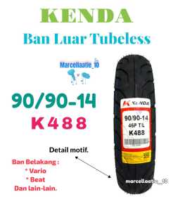 KENDA BAN LUAR TUBELESS 90/90-14 KODE K488 90 90 14 RING 14 BAN MOTOR TUBLES MURAH BAN BELAKANG MOTOR BEAT VARIO