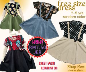 DRESS BUDAK PEREMPUAN KIDS GIRLS DRESS GOWN BUDAK DRESS KEMBANG BUDAK SIZE 2-5 TAHUN DRESS RANDOM BAJU BUDAK PEREMPUAN