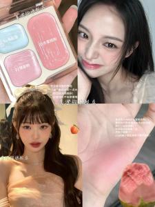Korean Style Three Color Matte Blush Butterfly Knot Shading Color Pale Makeup Natural Looking Cheek Palette Long Lasting Easy to Apply