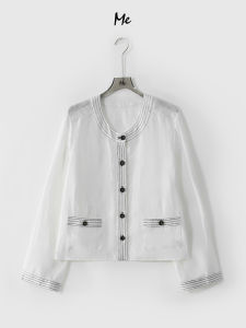 Me 100% Flax Staff Short Casual Jacket Breathable Thin Fashionable Versatile Lightweight Summer Outerwear MESS4861