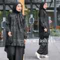 New One Set Tunik Naeva Baju Setelan Wanita Atasan Tunik Brokat Celana Kulot Polos Kekinian. 