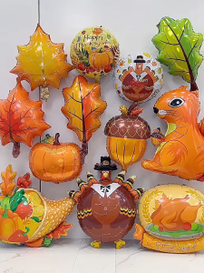 DINOSO Balon Foil Thanksgiving Autumn Musim Gugur Hari Pengucapan Syukur / Daun Monstera Ayam Panggang Turkey Acorn Pumpkin Dekorasi Pesta Ulang Tahun Hari Thanksgiving
