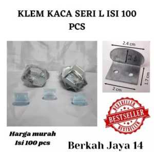 Klem Kaca ISI 100 PCS Besi Plat Siku MODEL L jepit Kaca Penahan Cermin Harga Murah PROMO DISKON TERLARIS Barang Berkualitas ISI 100 PCS NO ECER