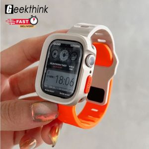 Case+Strap For iWatch band 44mm 40mm 45mm 41mm Ultra 2 49mm Series 10 42mm 46mm Silicone watchband bracelet correa iWatch Ultra series 10 9 8 7 6 SE 5 4 SE2