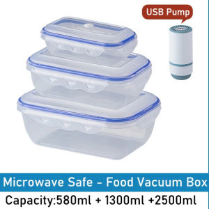 1/3PCS Vacuum Food Storage Box Storage Container Fridge Organizer Microwave Safe Fresh-Keeping Sealing Box Food Dispenser