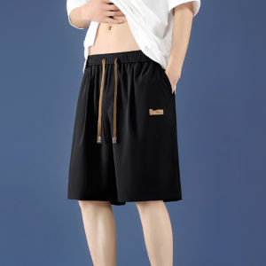 Summer Casual Ice Silk Five-Quarter Length Shorts Lightweight Loose Beachwear Mens Sporty Straight Leg Fashion Daily Wear