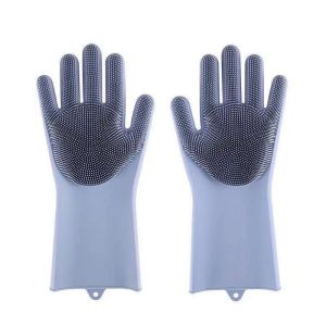 Heat-resistant two-in-one silicone gloves with high-density toothed design suitable for kitchens bathrooms cars cats and oth
