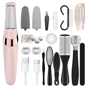 ชาร์จไฟฟ้าแฟ้มเท้า 1 + 10 ชุดแคลลัสRemover Pedicureอุปกรณ์Foot Careเครื่องมือสําหรับรองเท้าส้นสูงลบDead Skinสีดํา
