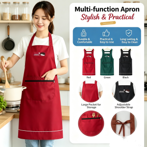 [Ready Stock MY]Apron Dapur Apron Dua Bahu Poket Besar Bersama Tali Ikatan Tahan Kotoran Tahan Lama Kalis Air Kalis Minyak Reka Bentuk Ringkas Panjang Sederhana Sesuai Lelaki Dan Wanita Kegunaan Isi Rumah Dapur Restoran Kafe Kedai Roti Kitchenware Merah U