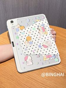 Transparent Acrylic 720° Rotating Protective Case for  11th Generation 2025 Mini7/6 Full Cover Heart Cat Design  Compatible