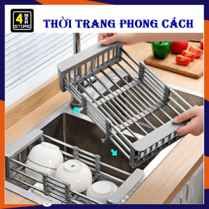 Kệ Inox Co Giãn Gắn Bồn Rửa Chén Bát Đa Năng - Rổ Gác Chậu Rửa Rau Trái Cây Úp Chén Tiện Lợi - Khay Gắn Bồn Rửa Hoa Quả Thu Gọn Kéo Dài Tiện Lợi - Kệ Đựng Đồ Có Lỗ Thoát Nước Đa Năng Điều Chỉnh Kích Thước Tiện Dụng