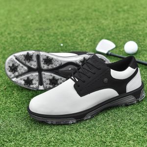 Unisik Mens Golf Shoes with Spikes Rotating Buckle Anti-slip Waterproof Lightweight Luxury Golf Shoes for Sports And Fitness