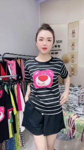 [Ảnh thật] Set Đồ Bộ Nữ Mặc Nhà Quần Đùi Gân Áo Thêu Gấu Lotso 3 Màu  Mặc Nhà Đi Chơi Đẹp Thời Trang Giá Rẻ Nhất Sale Ngay Tại Lazada