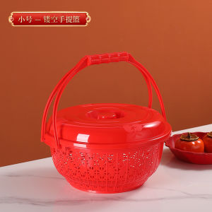 Wedding Celebration Plastic Handheld Double Layer Gift Basket Wedding Supplies Red Joyous Sugar Basket Celebration Basket