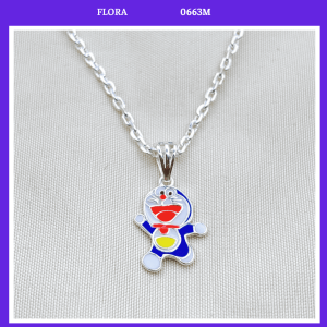 FLORA 0663M - [Có bán lẻ] Dây chuyền bạc ta hình chú mèo máy Doremon/Doraemon dành cho bé