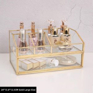 Transparent Glass Drawer Style Cosmetics Organizer