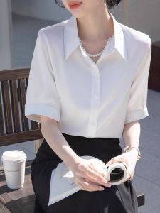XIAOMENG | Interview Suitable White Chiffon Short Sleeve Shirt