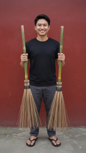 CJC Walis Tingting with Long Bamboo Handle – Traditional Filipino Broom for Home Cleaning