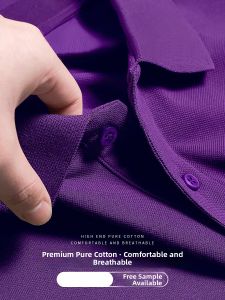 High-End Pure Cotton Polo Shirt Work Uniform Company Business Short Sleeve Collared T-Shirt Printed Logo Mens Summer Fashion