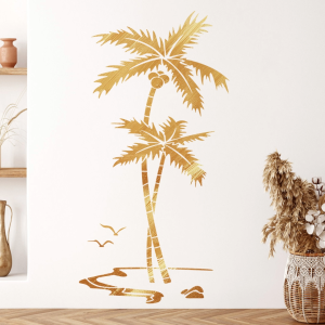 Decal Dán Tường Cây Dừa Trên Đảo Có Keo Sẵn 64x124.5cm - Trang Trí Nhà Cửa Quán Cafe