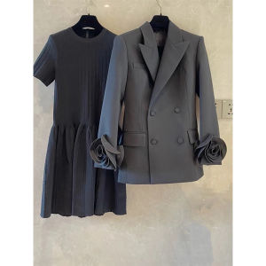 Elegant Luxury French Style 3D Floral Womens Suit Jacket