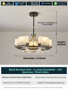 VOGUE | New Chinese Style Full Copper Marble Living Room and Dining Room Pendant Light