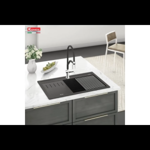 Chậu rửa bát đá granite Konox Terra 860S black grey nano Ag kháng khuẩn cao cấp hiện đại