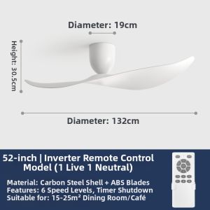 Minimalist Artistic Commercial Ceiling Fan DC Inverter Silent