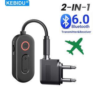 KEBIDU | KEBIDU Bluetooth 6.0 Audio Reciever Transmitter 3.5MM AUX Hifi Stereo Music Wireless Adapter 2 In 1 Adapter for TV Cars Flights