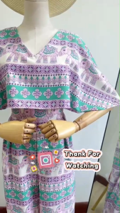 22525  Jumpsuit จั้มปีกค้างคาว ลายช้าง