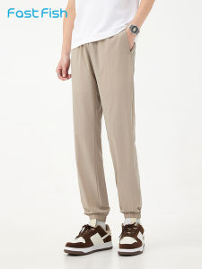 กางเกงลำลองชายผ้าไนลอนยืด ทรงตรง ระบายอากาศได้ดี กางเกงขายาวทรงหลวมสบายๆ สำหรับฤดูร้อน กางเกงขายาวผู้ชาย