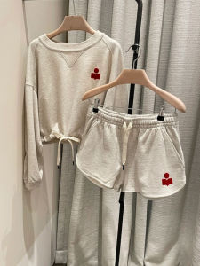 Sweet  Short Sleeve Womens Sporty Style Drawstring Shorts Two-Piece Set Gentle Hand-Picked Fashion Commute Korean Version