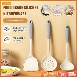 Silicone Spatula Spatula Non-stick Pan Special High Temperature Resistant Household Cooking Spoon Soup Spoon Colander Food Grade Non-Stick Spatula Kitchenware Set earphea