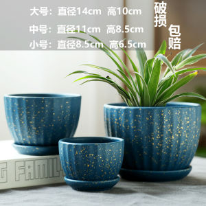 Flower Pot Ceramic with Tray Household Internet Popular Butterfly Orchid Large Medium Clearance Special Offer Orchid Scindapsus Succulent Small Flower Pot