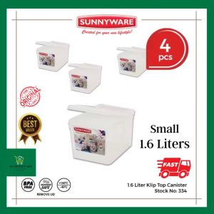 Sunnyware 4-Pack 1.6L BPA-Free Plastic Tea Canister Set - Stackable Kitchen Storage Container