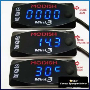 Voltmeter Aki 3 IN 1 Suhu Jam Volt Meter Aki 3IN1 Universal
